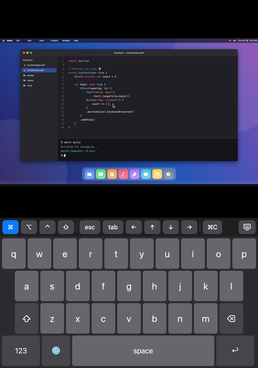 DuoVNC in half-folded tabletop mode